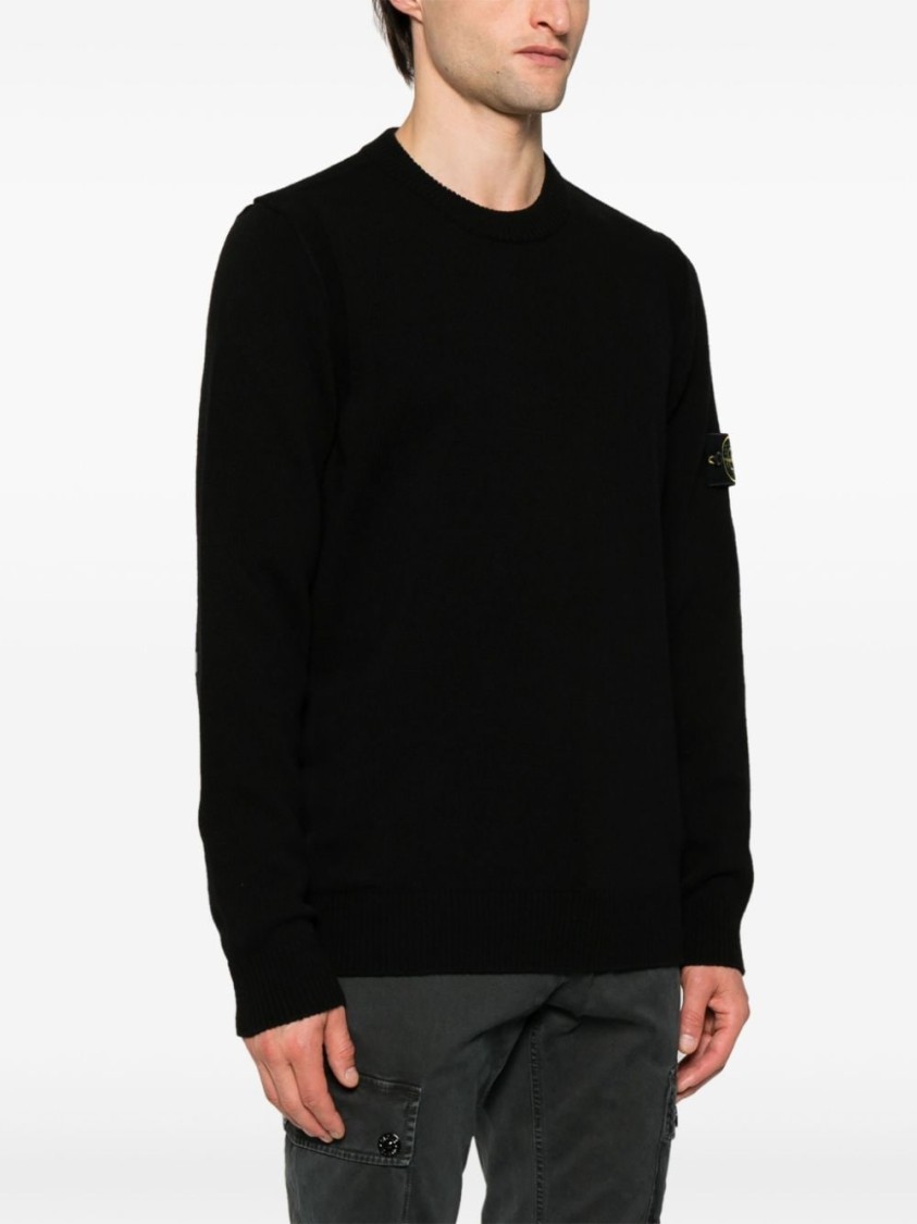 Shop Stone Island Black Crew Neck Sweater