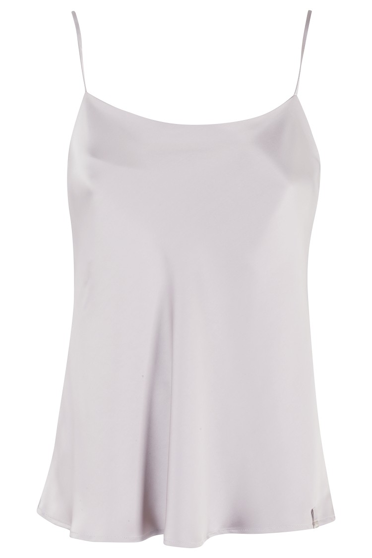 Herno Beige Top With Spaghetti Straps In Satin Woman In Neutrals