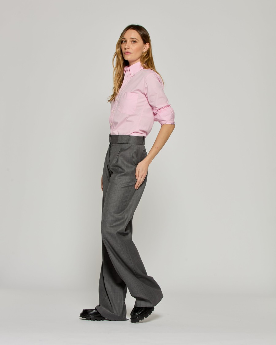 Serena Bute Wool Pleated Trouser - Dark Grey In Grey