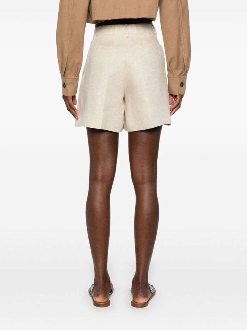 P.a.r.o.s.h Parosh Beige Linen Tailored Shorts With High Waist In Neutral