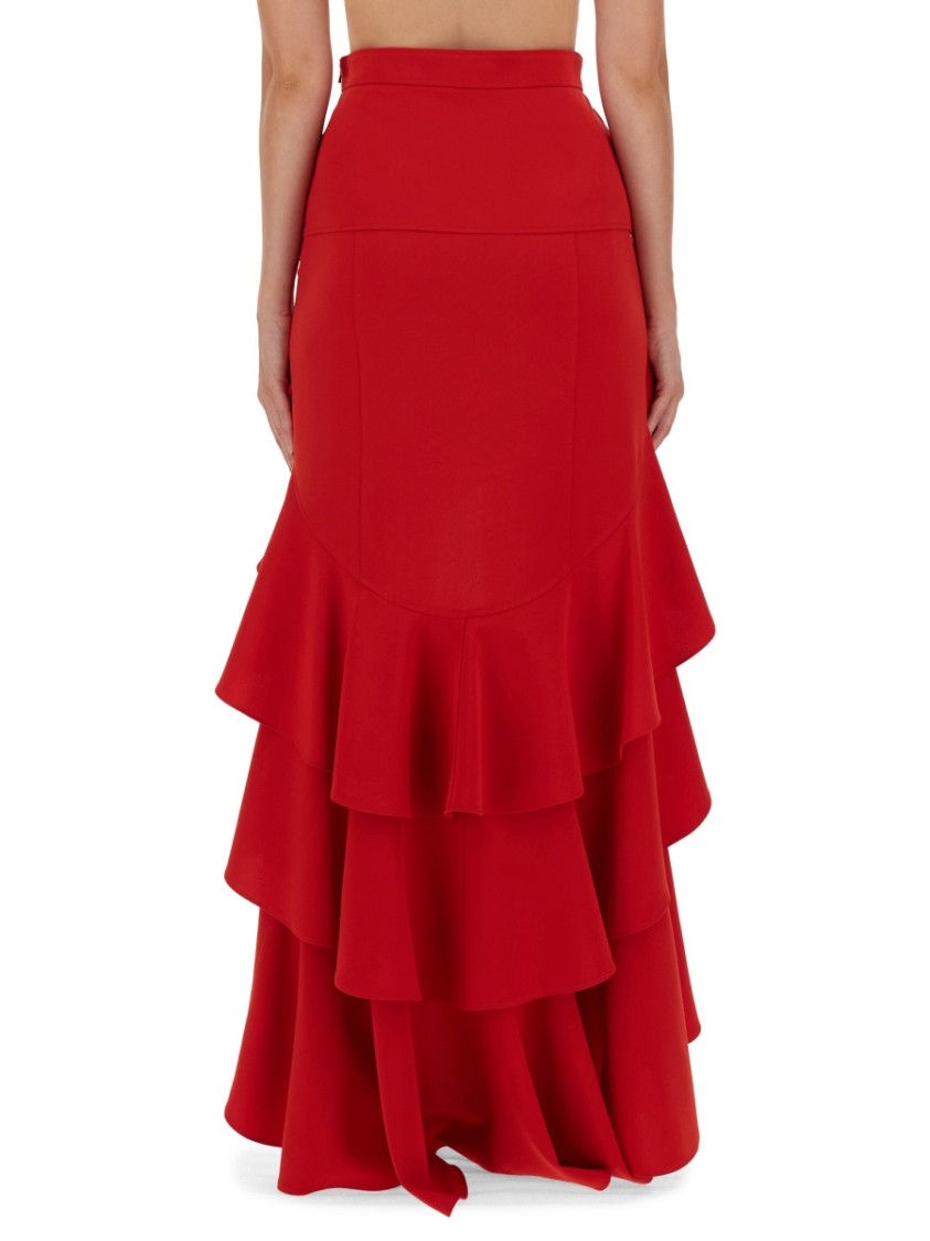 Moschino Asymmetric Skirt With Ruffles In Red