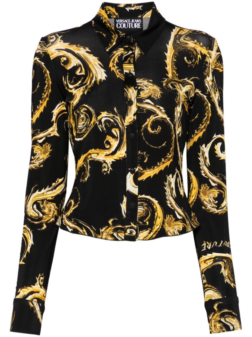 Versace Jeans Couture Organzino Shirt In Black