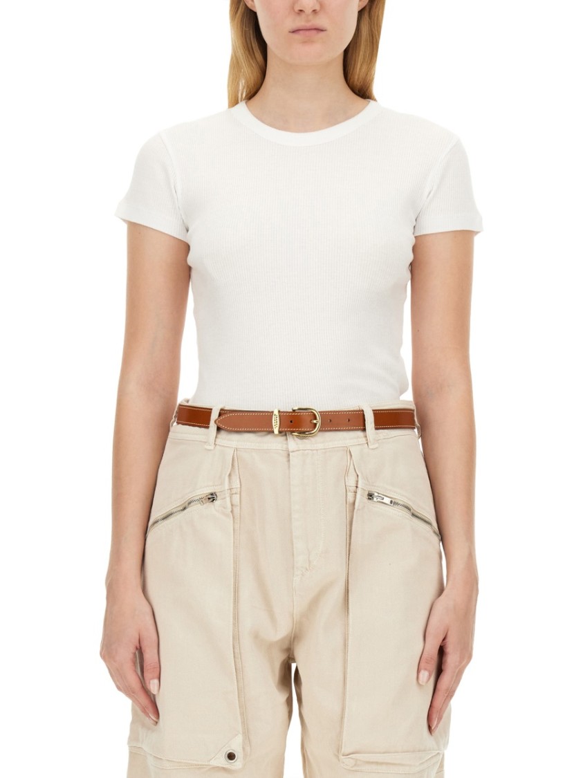 Isabel Marant Classic Crew Neck Cotton T-shirt In Neutral