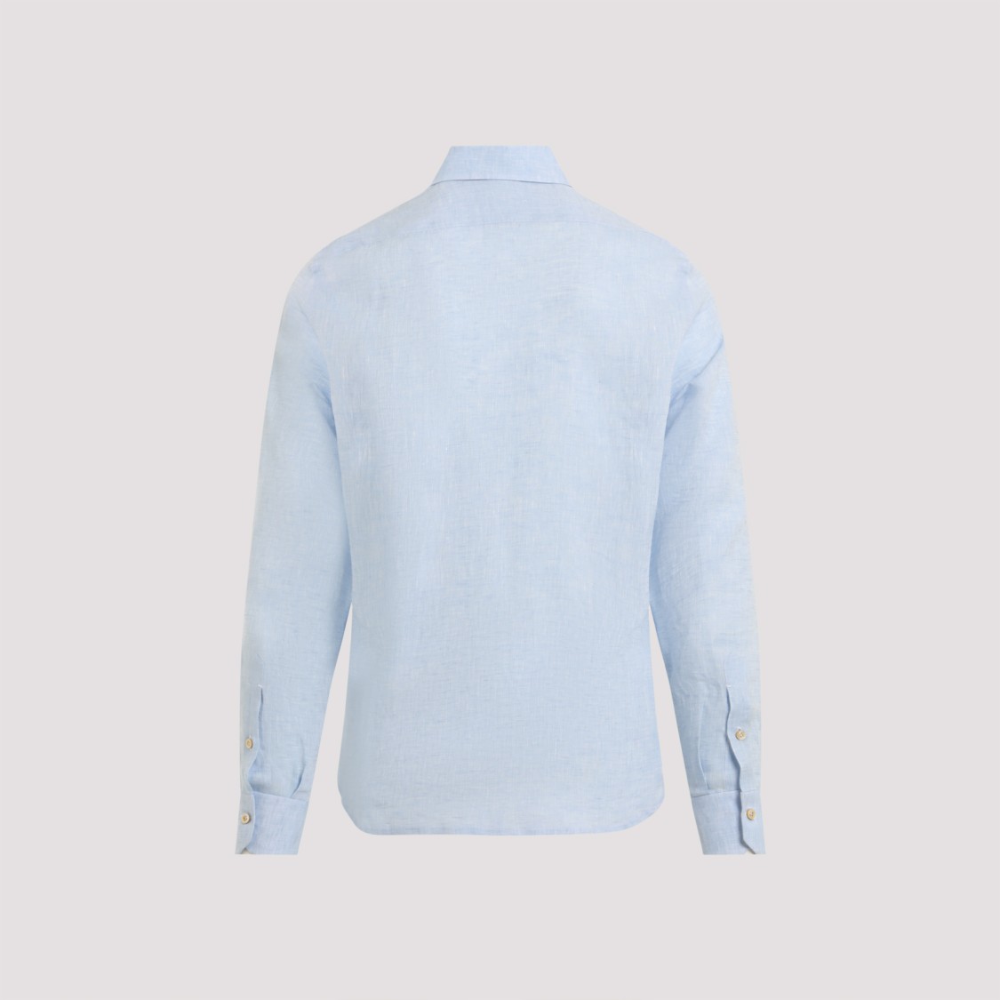 Shop Kiton Classic Blue Linen Shirt