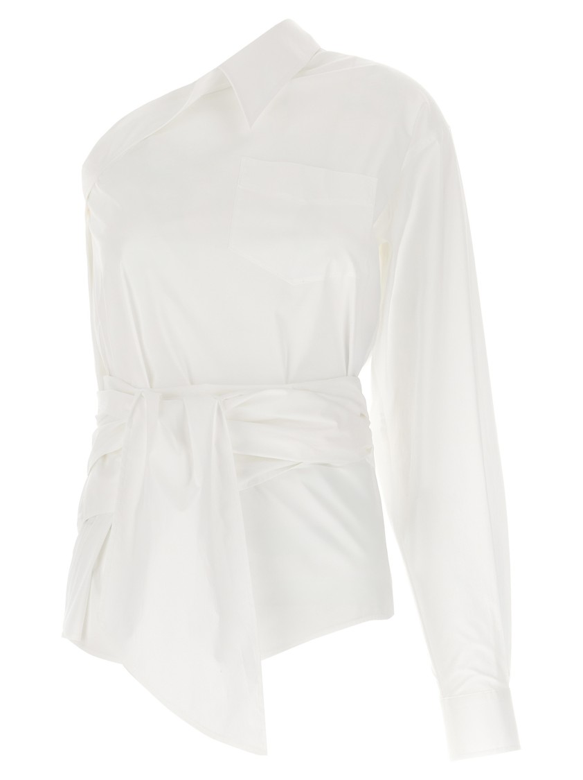 Moschino One-shoulder Poplin Stretch In White