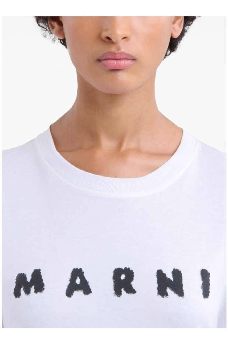Marni Logo Short-sleeved T-shirt In White