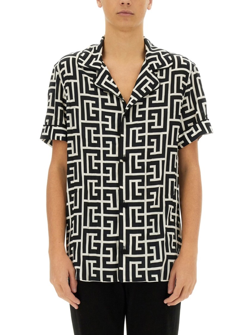 Shop Balmain Monogram Shirt In Multicolor