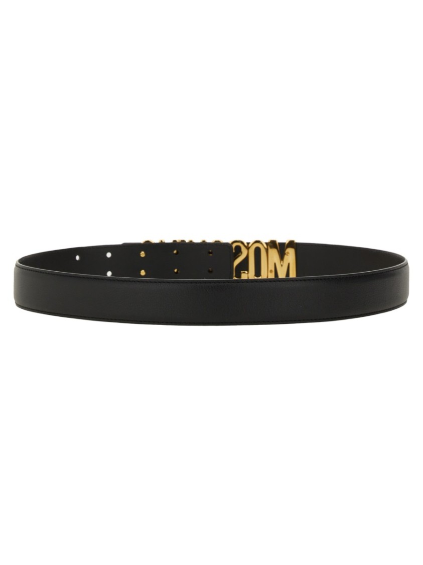Shop Moschino Leather Belt In Black