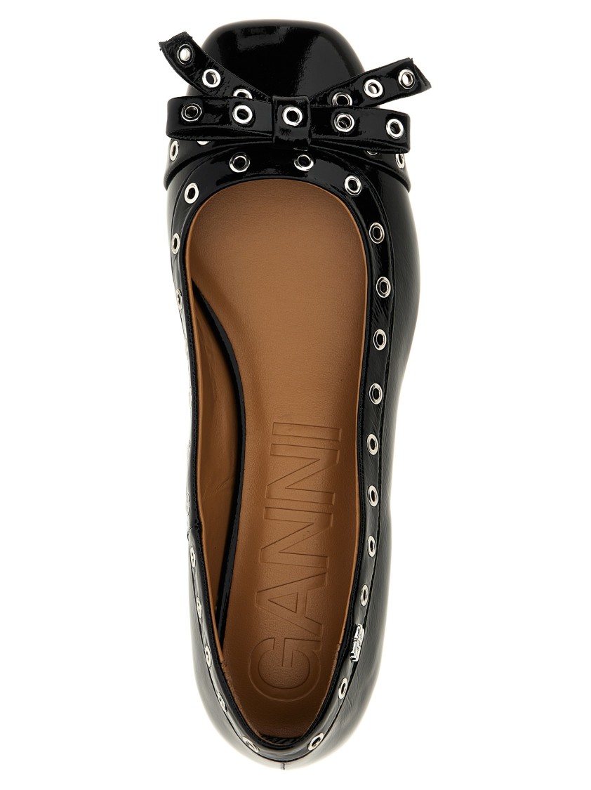 Ganni 'eyelets Bow' Ballet Flats