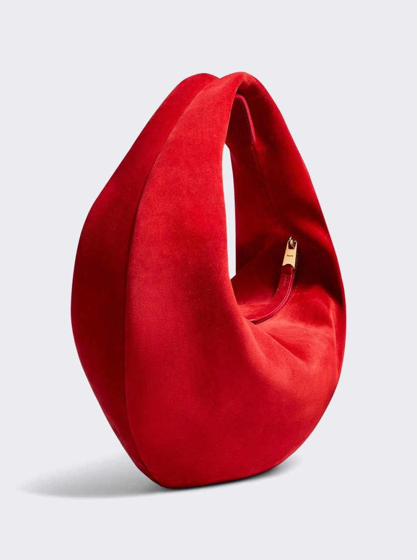 Khaite Medium Olivia Hobo Bag Rebel Red Suede In Red