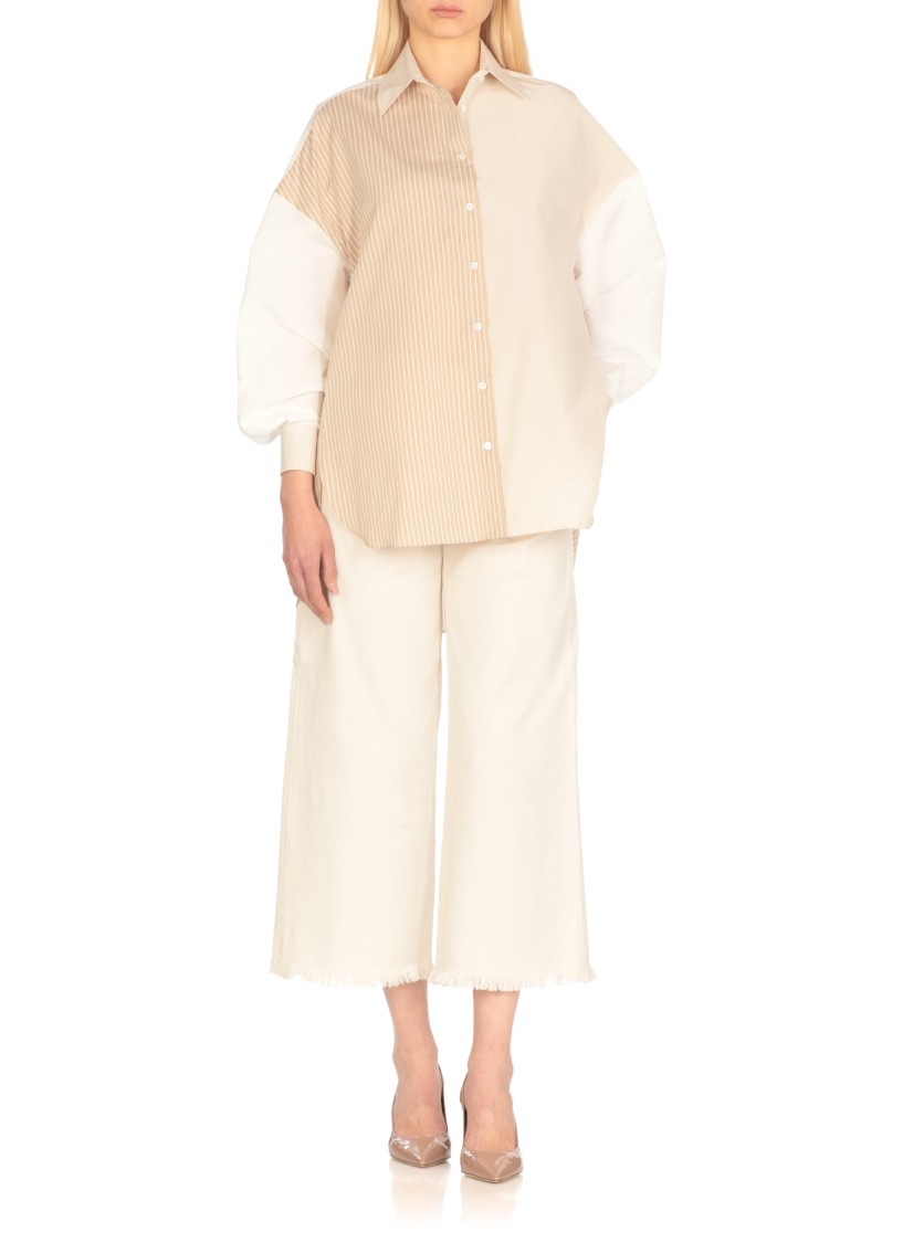 Shop Antonelli Beige Cotton And Silk Shirt