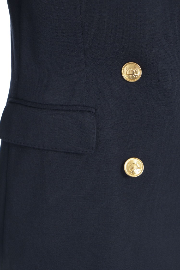 Shop Polo Ralph Lauren Double-breasted Knit Blazer In Blue