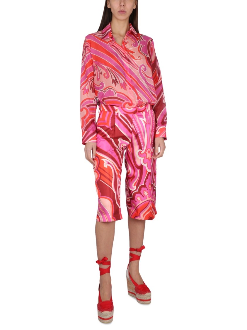 Shop Etro Silk And Cotton Bermuda Shorts