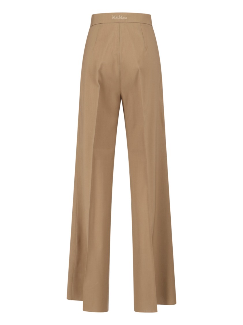 Max Mara Virgin Wool Pants Fernet In Brown