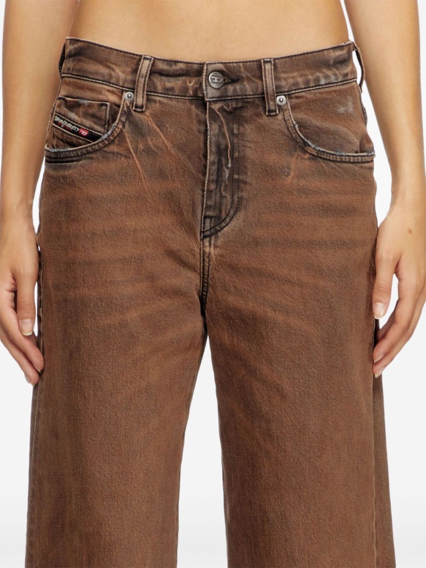 Diesel 1978 D-akemi Wide-legged Jeans In Brown