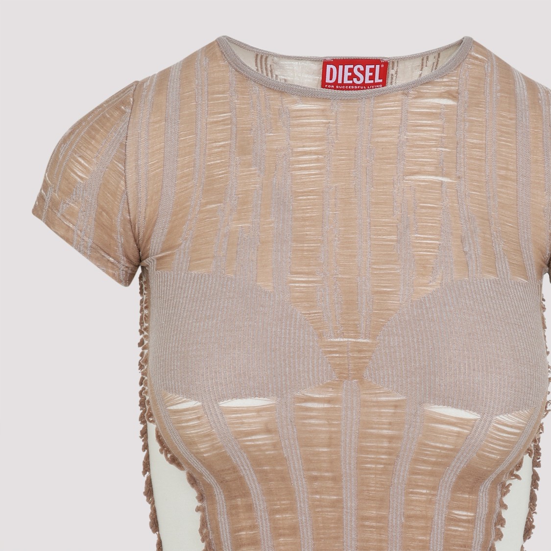 Diesel Contoured Knitwear Top With Modern Aesthetic In Neutrals