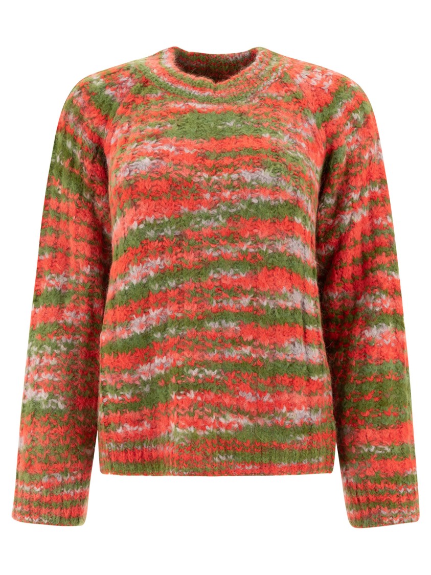 Bode Striped Alpaca And Merino Wool Blend Knitwear In Animal Print