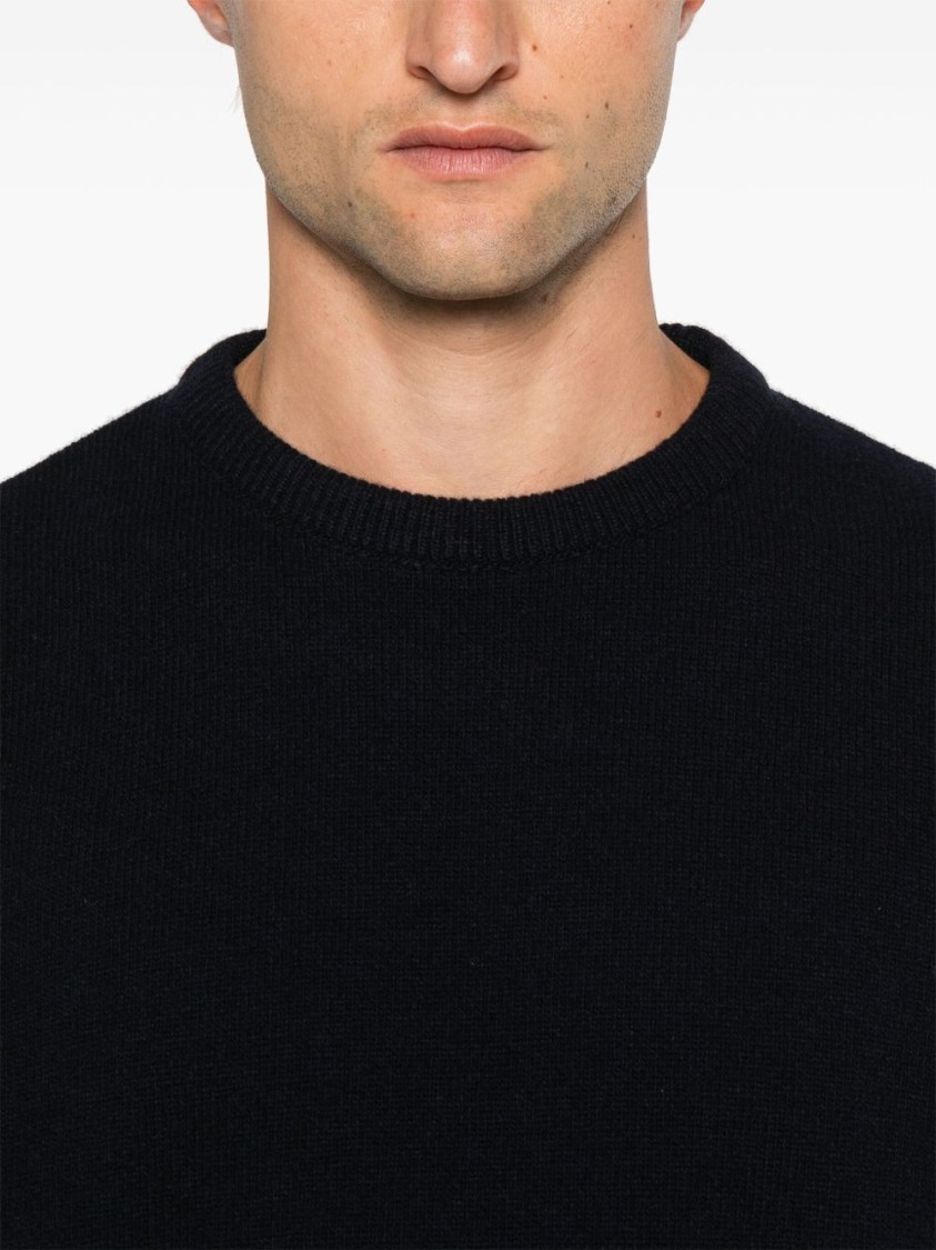 Barbour Ribbed Knit Round Neck Wool Sweater In Black