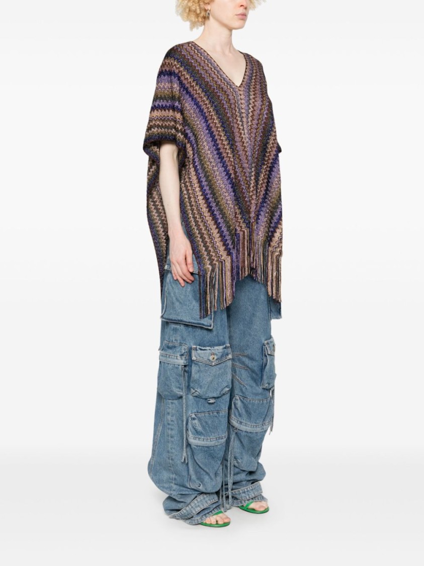 Shop Missoni Multicolour Viscose Poncho In Multicolor