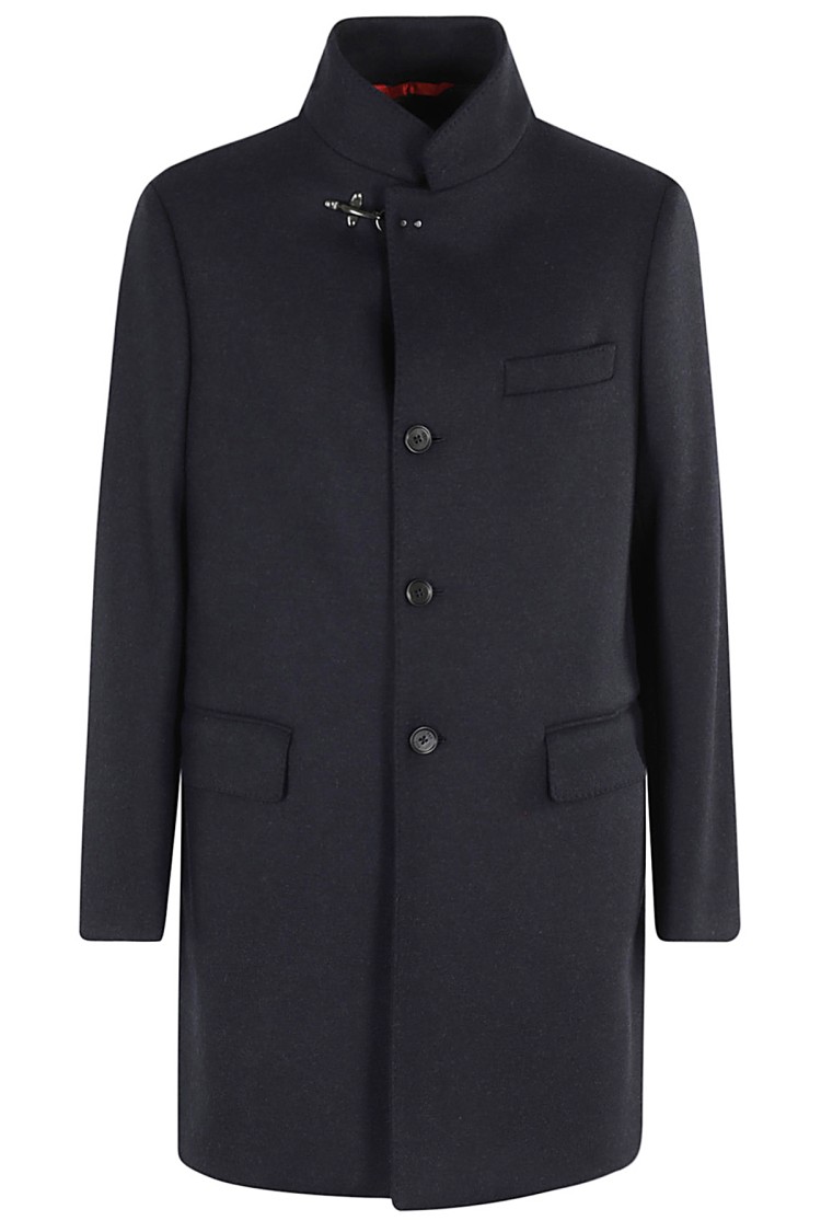 Fay Single-breasted Coat In Blue