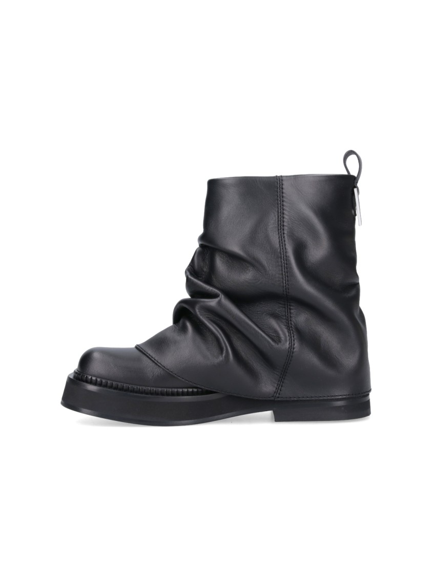 Shop Attico The Mini Robin Combat Boots In Black Hammered Leather