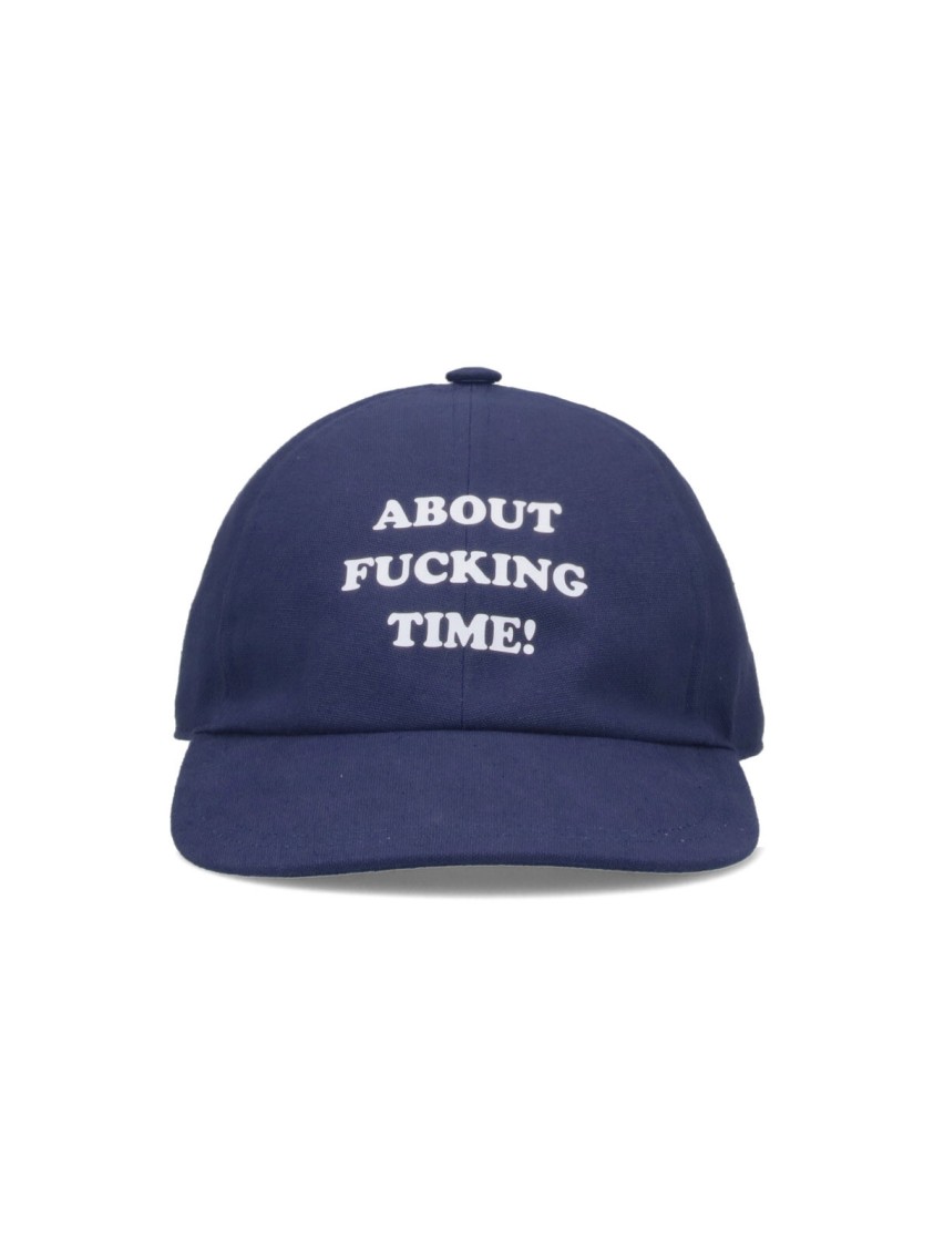 Stella Mccartney Cotton Baseball Cap With Curved Brim And Embroidered Text In Blue