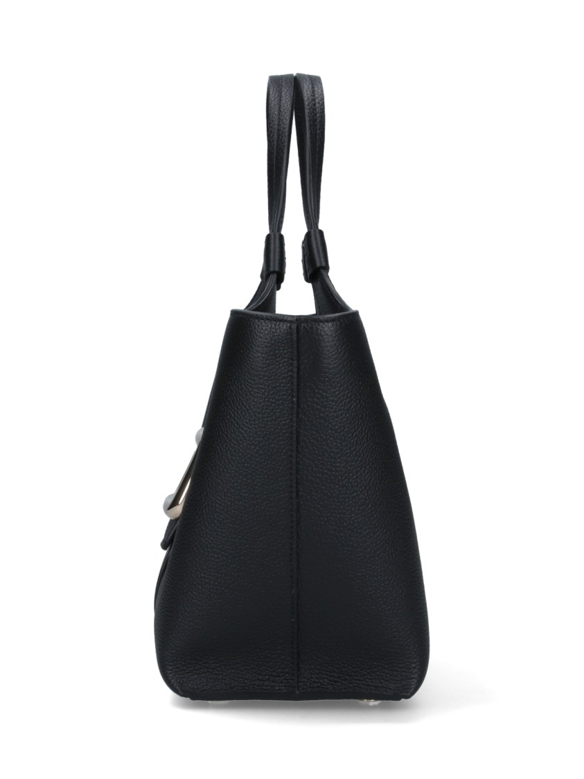 Roger Vivier Mini Tote Bag With Iconic Gold Buckle In Black