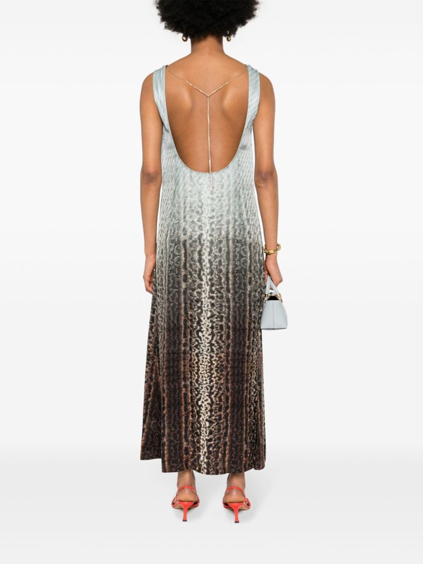 Fendi Silk Midi Dress With Gradient Design In Multi
