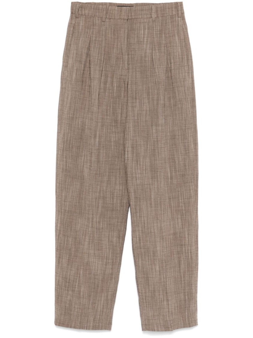 SEVENTY SERGIO TEGON SEVENTY SERGIO TEGON CROPPED BROWN TROUSERS WITH TEXTURED FINISH