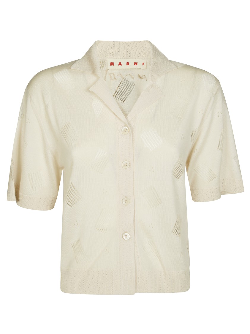 Marni Short-sleeved Relaxed Fit Shirt With Textured Pattern In Neutral