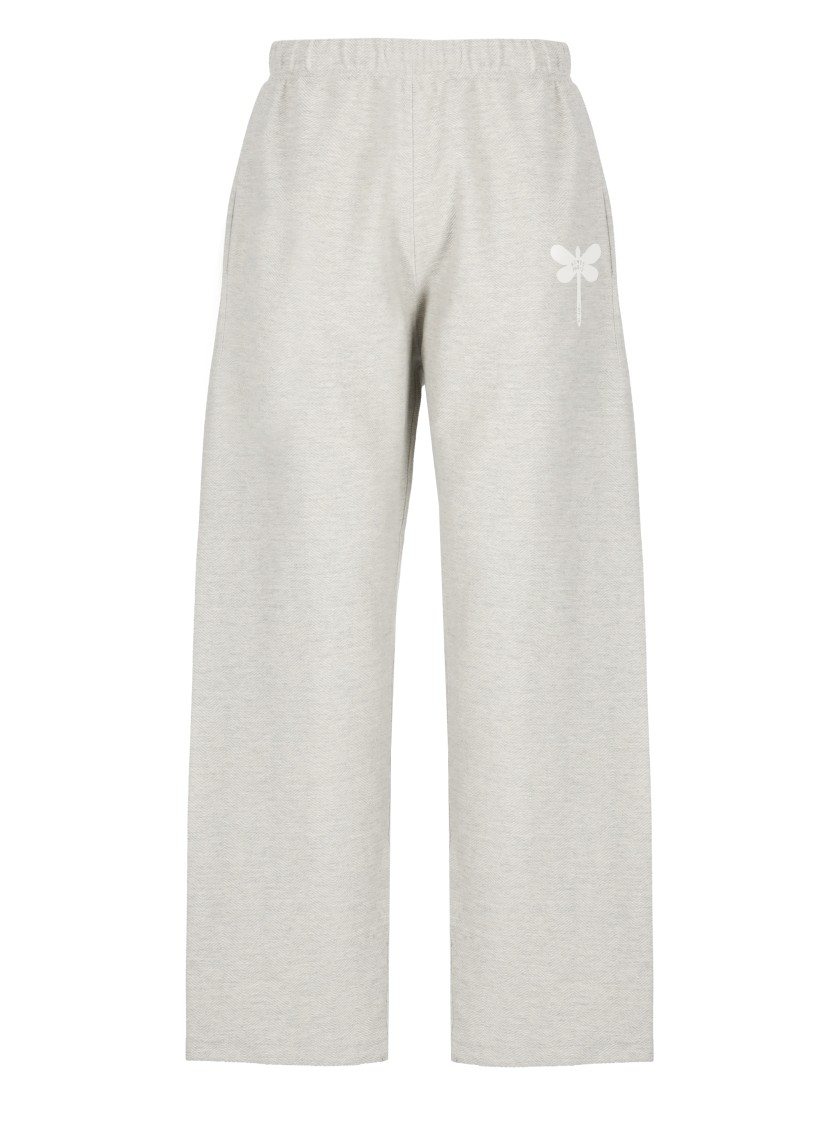 Kenzo 'dragonfly' Grey Pants With Elastic Waist And Logo Print On Side And Rear In Gray