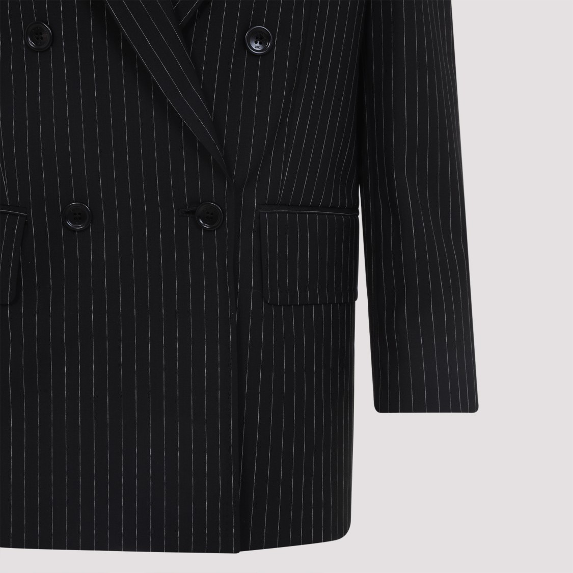 Max Mara Black Virgin Wool Double-breasted Mattia Jacket In Black