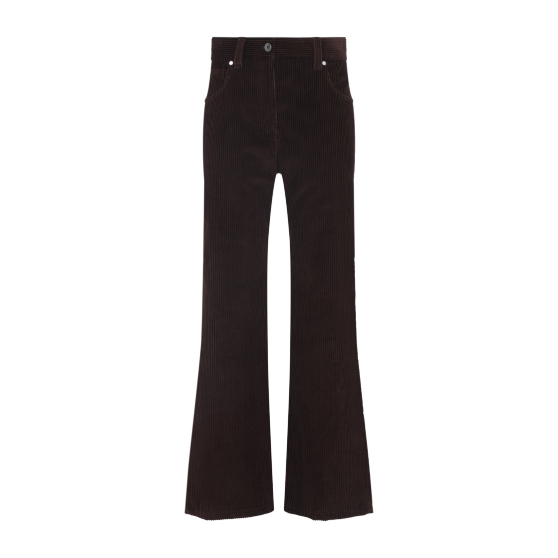 Brunello Cucinelli High-waisted Dark Red Corduroy Pants With Textured Rib Pattern In Black
