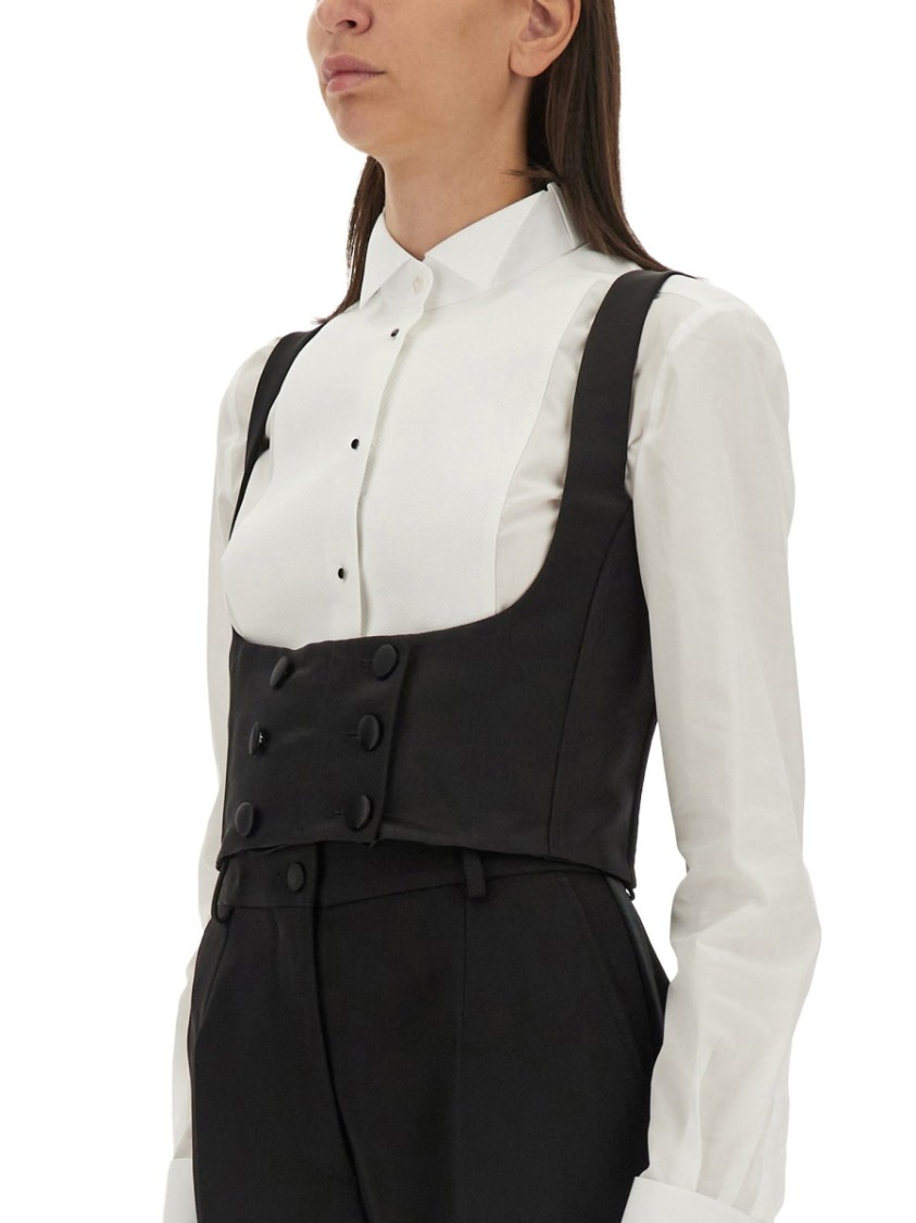 Dolce & Gabbana Double-breasted Tuxedo Vest In Black