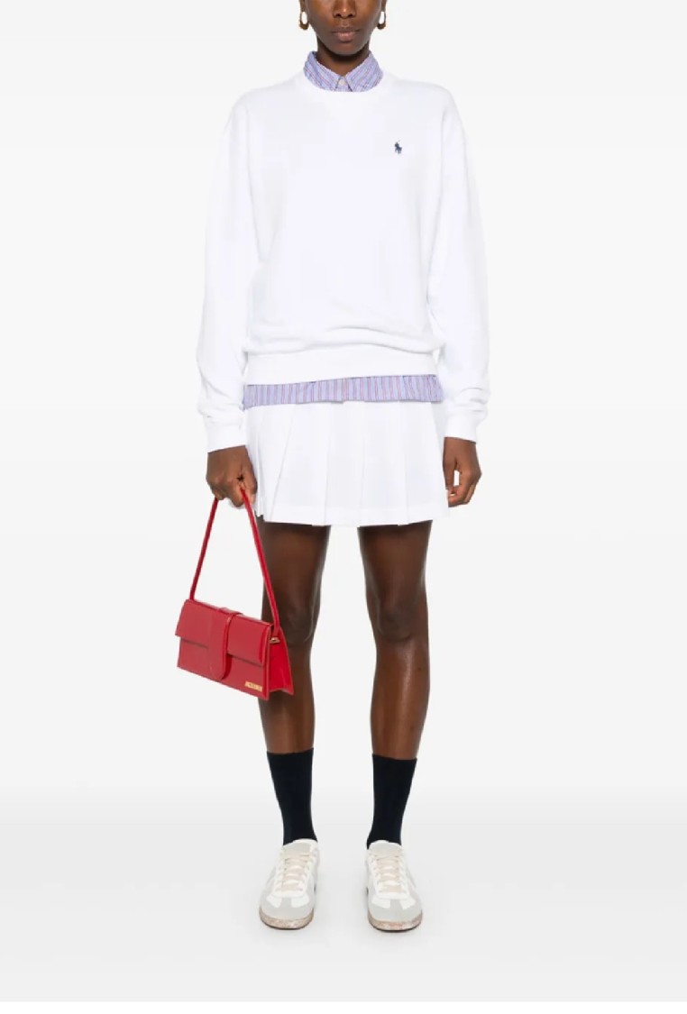 Polo Ralph Lauren Round Collar And Long-sleeved T-shirt In White