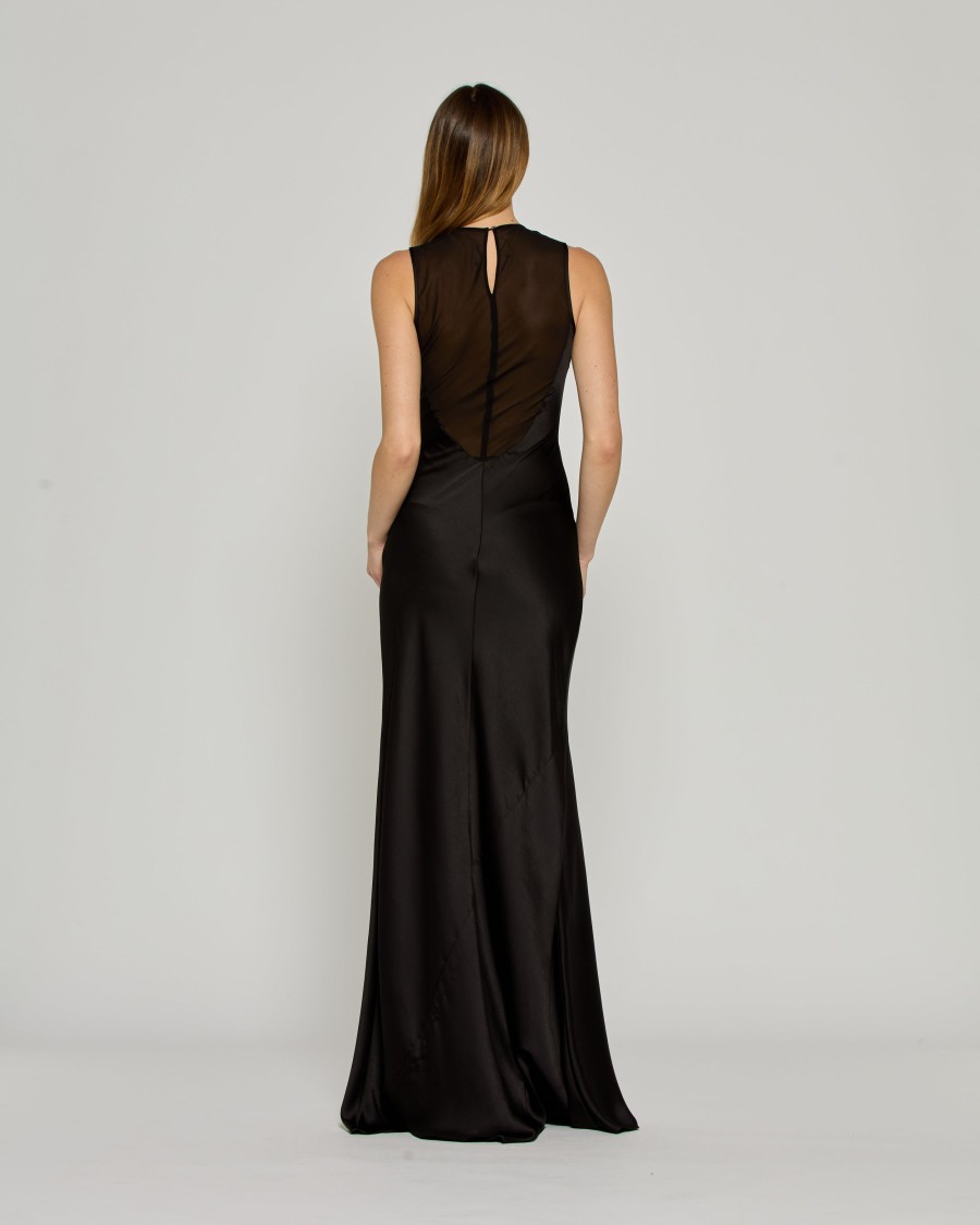 Serena Bute Georgette Evening Dress - Black