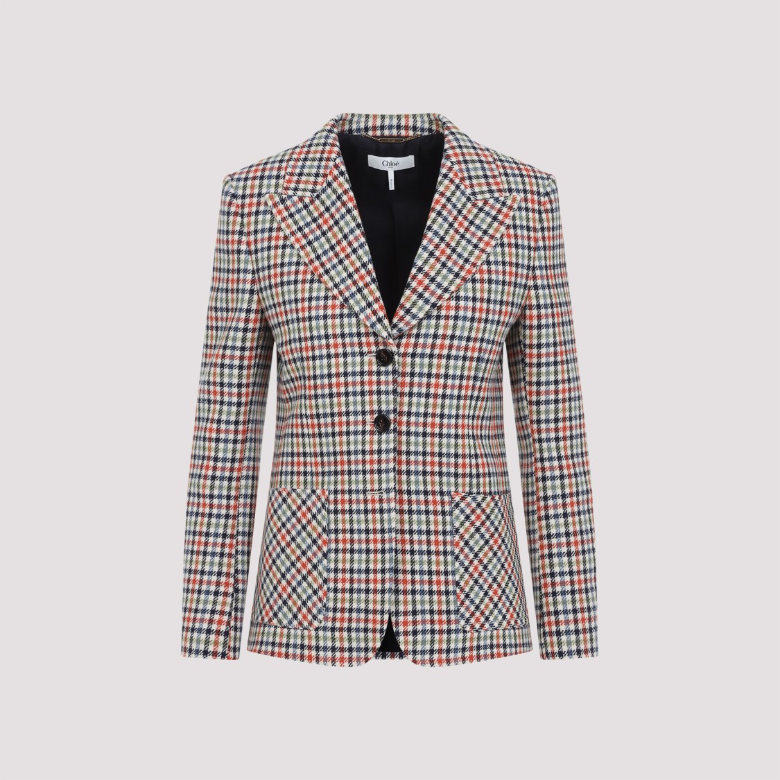 Chloé Chloe Checked Wool-blend Blazer In Neutral