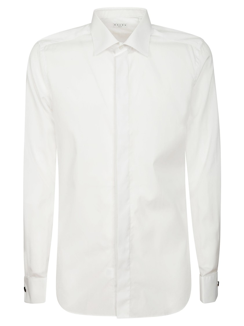 Xacus Structured Collar White Shirt With Buttoned Cuffs In White