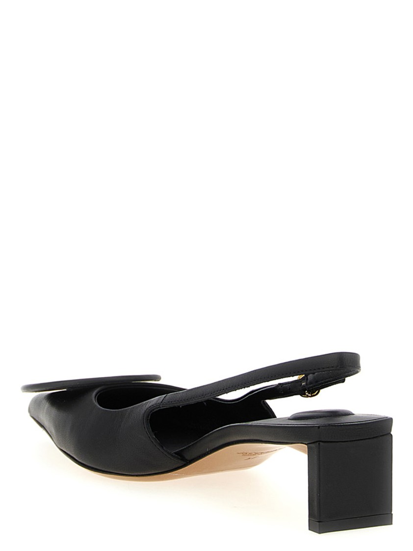 Jacquemus Pointed Toe Pumps With Geometric Embellishments In Black