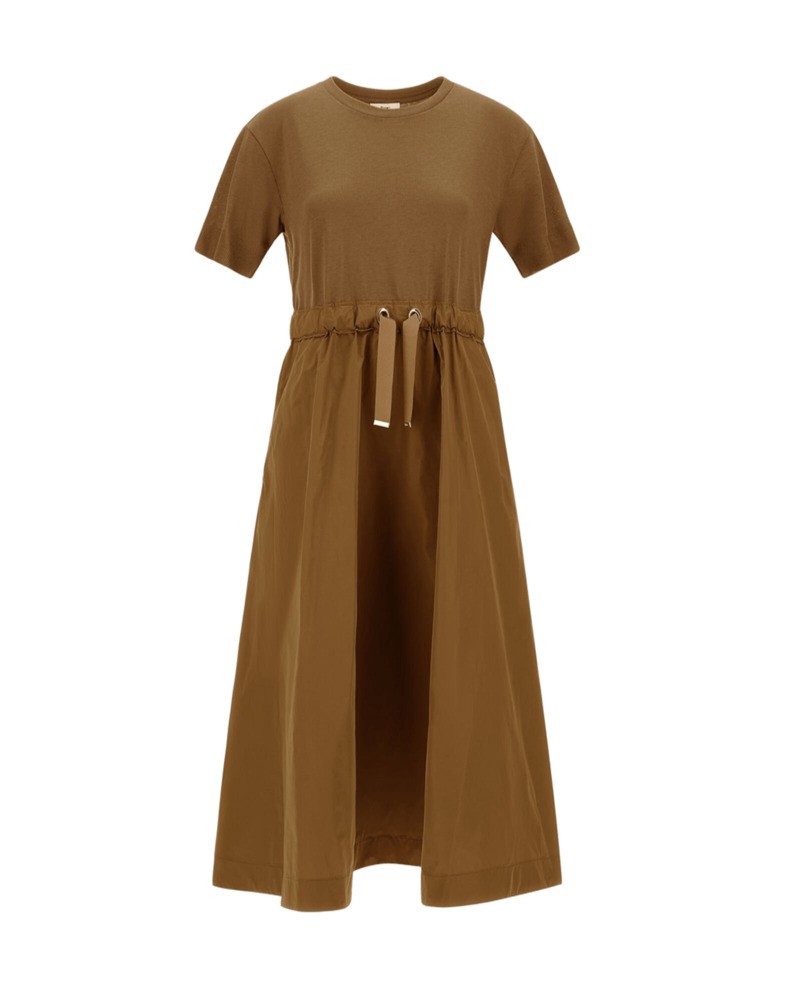Herno Dress In Glam Knit Effect And Techno Taffeta