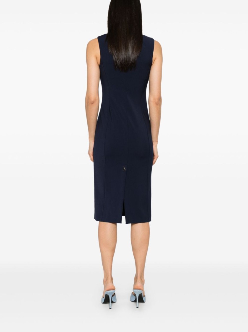 Shop Patrizia Pepe Navy Blue Sleeveless Dress In Black
