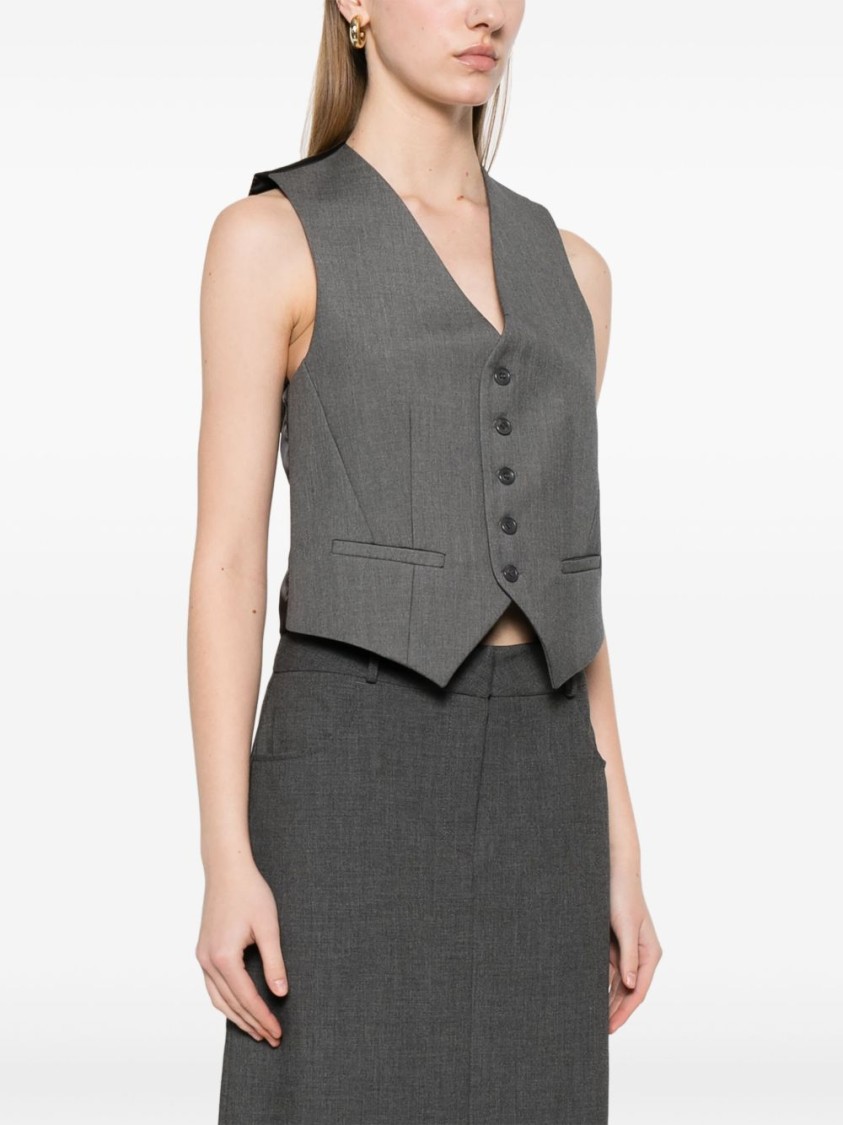 Shop The Frankie Shop Tailored Grey Wool Blend Vest