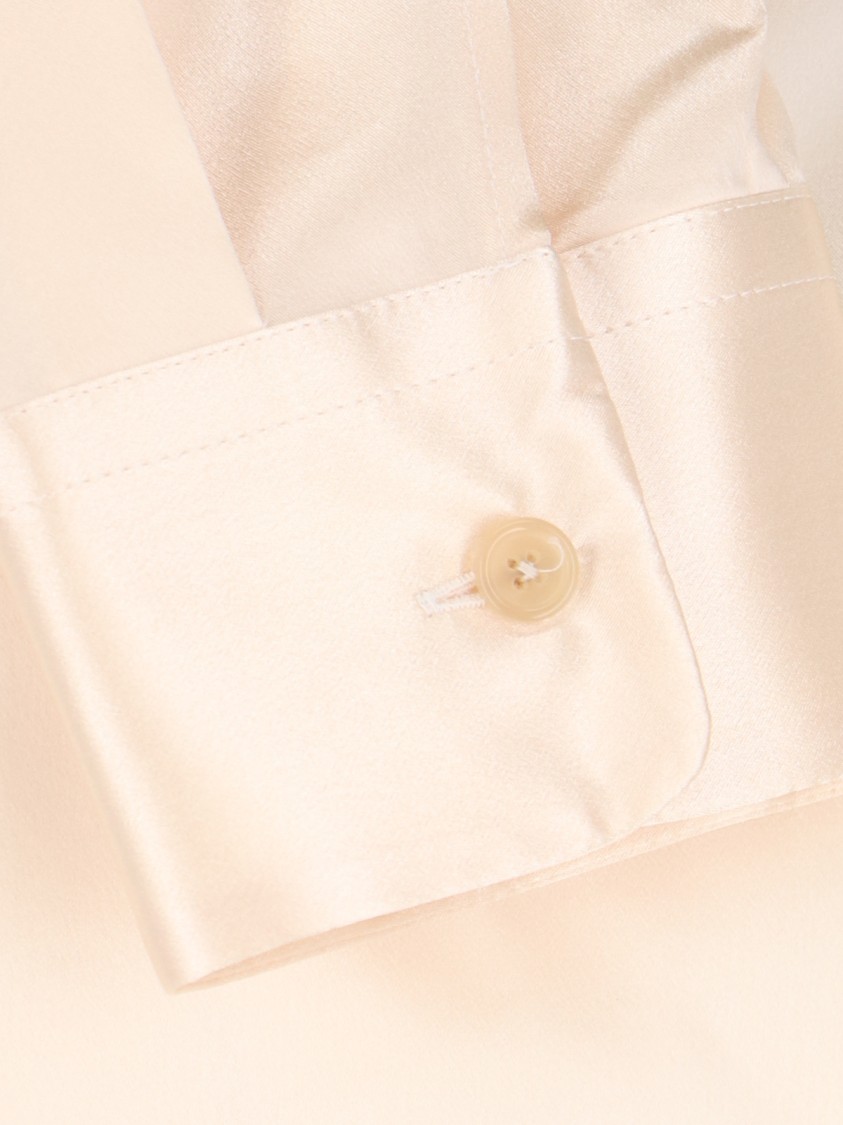 Khaite Panna Silk Shirt With Classic Collar And Curved Hem In Neutrals