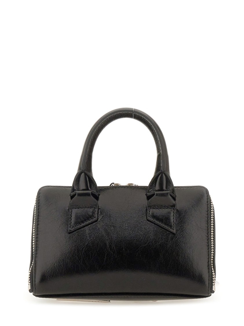 Attico Small Friday Leather Top Handle Bag In Black