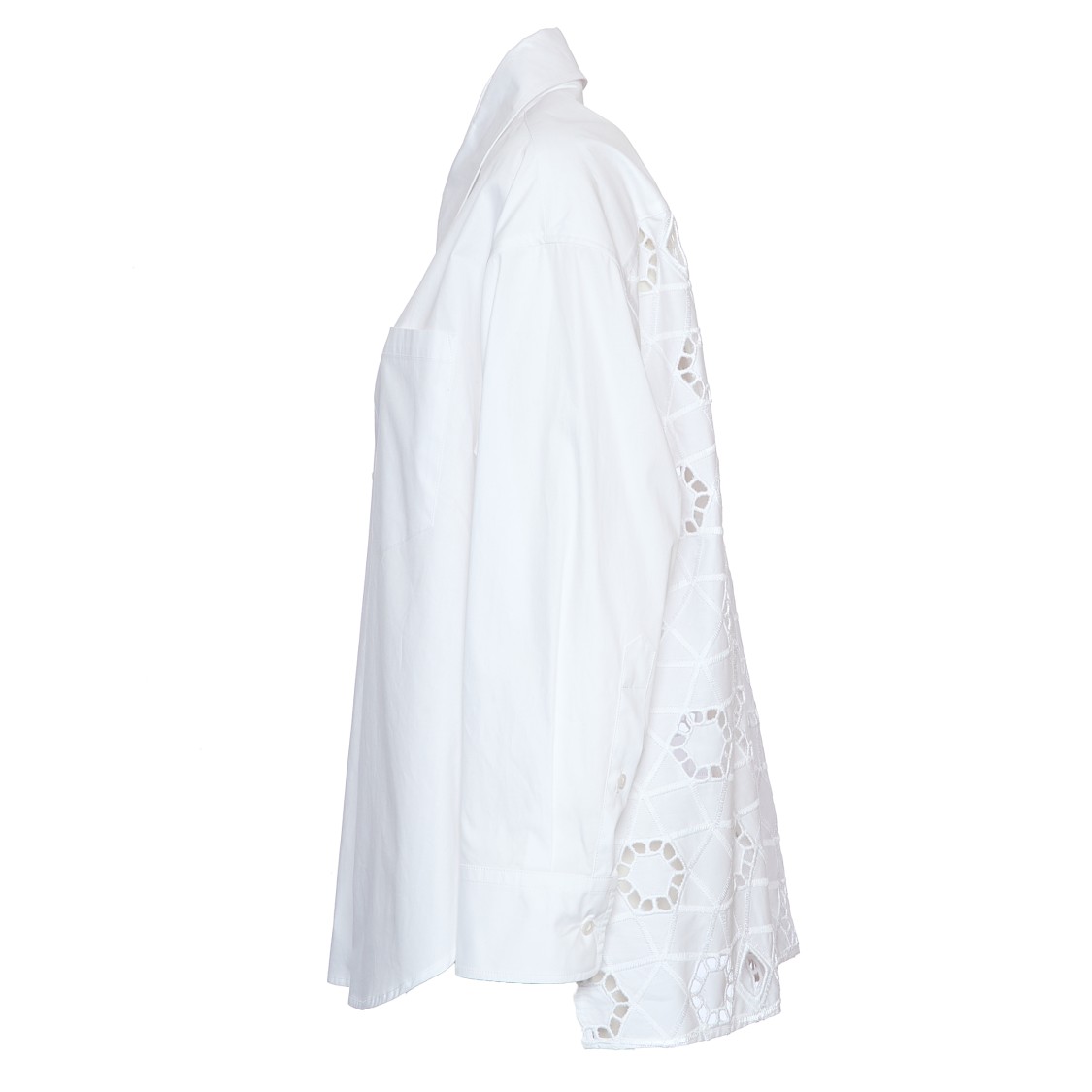 Dondup White Shirt With Lace Detailing And Geometric Cutouts In White