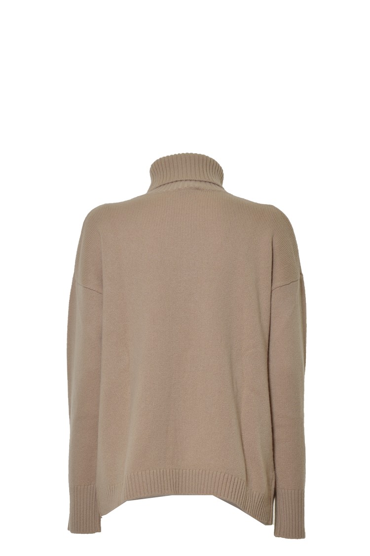 Shop Blumarine Camel Cashmere Turtleneck Sweater