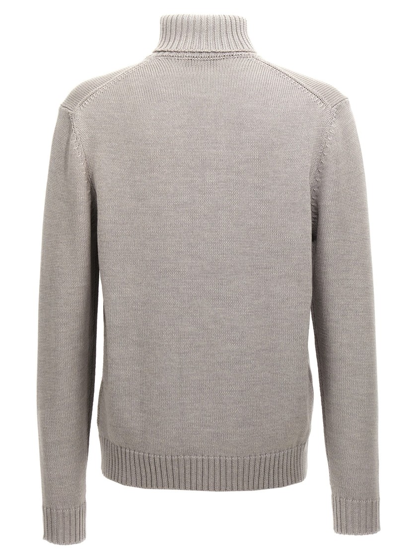Zanone Wool Turtleneck Sweater With Classic Knit Texture In Gray