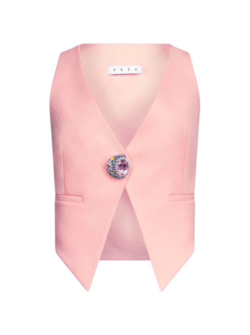 Shop Area Crystal Gemstone Cluster Gilet Pastel Pink