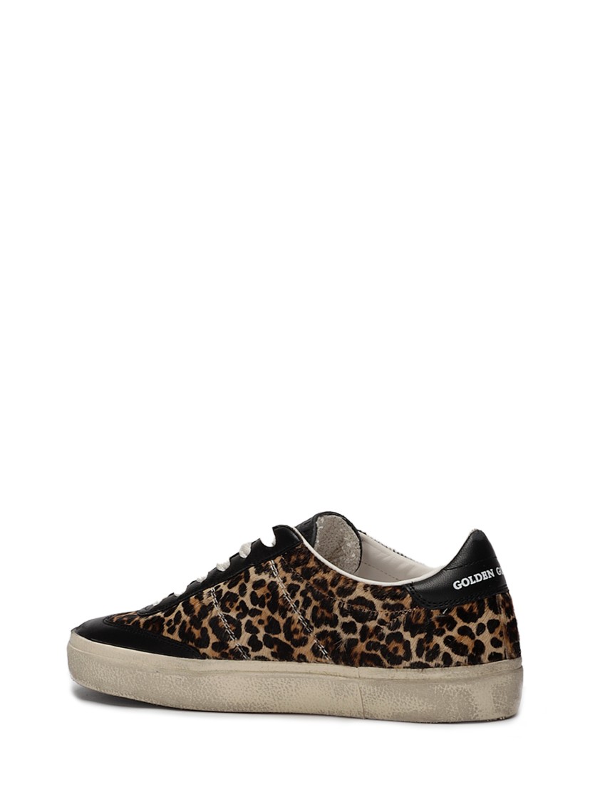 Golden Goose Soul Star Sneakers In Leopard-print Pony Skin With Black Nappa Leather Heel Tab And Inserts In Animal Print