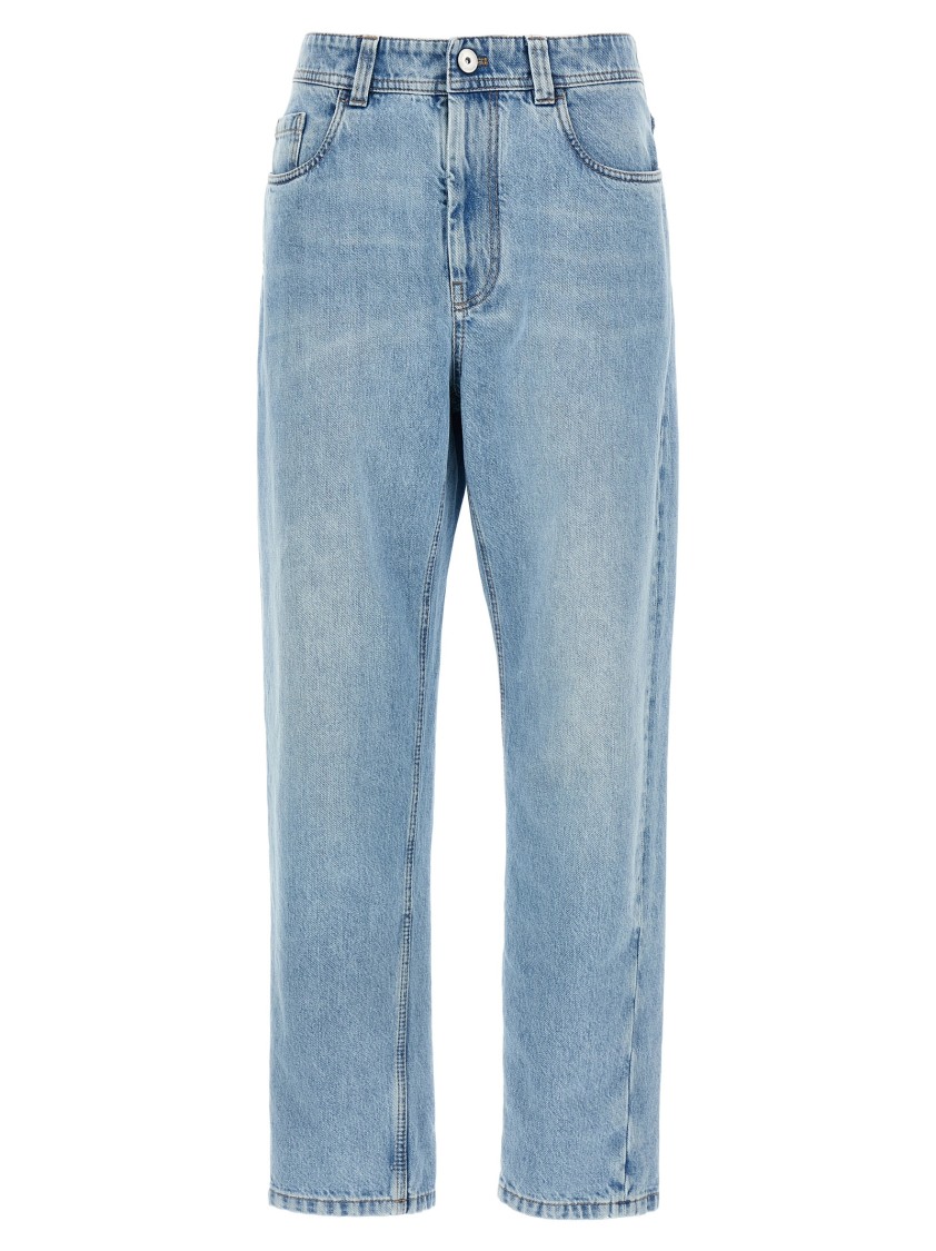 Brunello Cucinelli High-waisted Cotton Denim Jeans In Blue